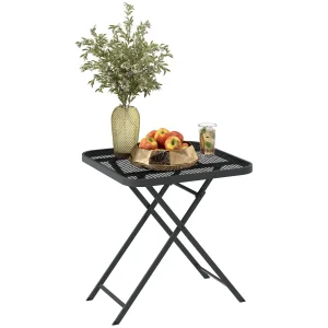 Nancy's Garda Balkontafel - Tuintafel - Terrastafel - Zwart - Staal - ±  70 x 70 x 70 cm